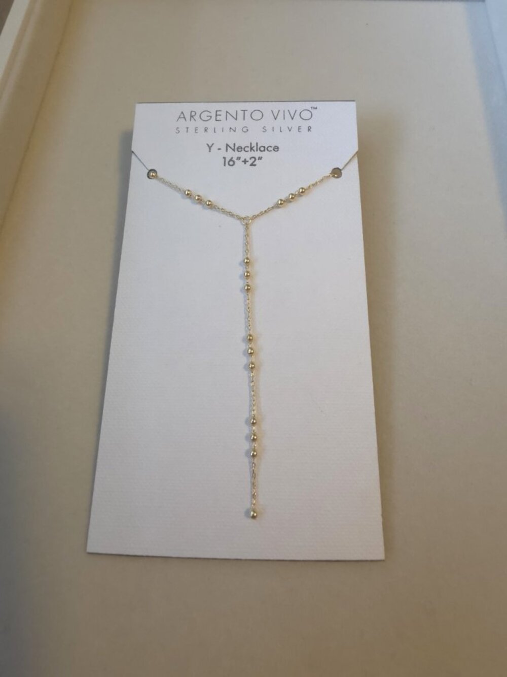 Argento Vivo Gold Tone Y Necklace Sterling Silver AV 925 NWT